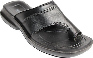 Aerosoft Black Synthetic Leather Slippers For Men A5905