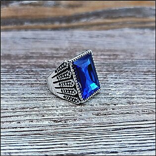 Eraani Style Stylish Cutting Blue Zircon Stone Ring For Men