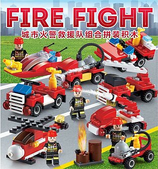 8 In 1 Fire Brigade Series Abs Plastic Toy Brick Diy Block Legoing Building Blocks Set 8 Boxes Sets 376 Pcs
