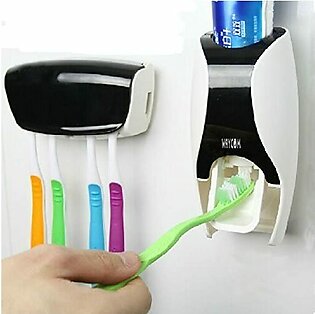 Plastic Automatic Toothpaste Dispenser With Tooth Brush Holder For Homes And Bathroom