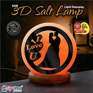 Gift Mall - I Love U 3d Acrylic Sheet Printed 7 Color Changing Usb Himalayan Pink Salt Lamp For Home Decoration Asthma And Allergy Patients To Clean Room Atmosphere Best Gift For Couple - Slp
