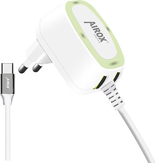 Airox Charger - Phone Charger Adapter - Fast Charging Adaptor Cable - Charging Adaptor with I phone cable,Android Cable And Type-C Cable - 2 USB Port Charger - White Charger