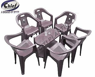 Plastic Chairs Boss Full Plastic Chairs Set of 6 Plastic Chairs and Table- Grey