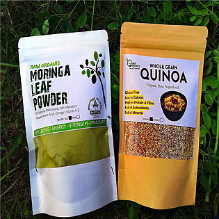 Weight Loose Combo Pack - Organic Moringa Oleifera Leaf Powder and Organic Whole White Quinoa (480 GM)