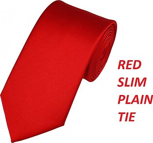Red Slim Plain Tie