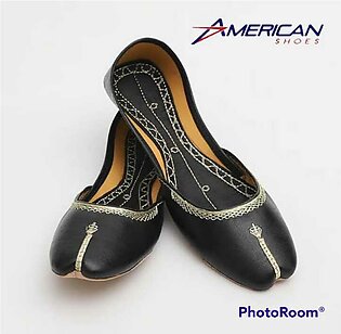 Traditional Stylish Black Khussa For Women - American Shoes