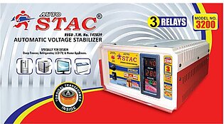 Auto Stac Voltage Stabilizer 3200 Watt (160-280v) 3 Relays, Copper Wire, Inpur 160 Volts