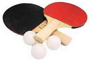 Set Of Table Tennis Racket & Balls - Red & Black