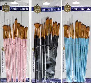 Pack Of 12 Multi Shapes High Quality Nylon Professional Art Brush Set Water Color Oil Acrylic Artist Paint Brush Set