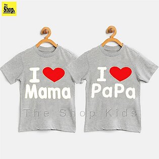 The Shop - I Love Mama & Papa T-shirt For Kids Boy & Girls - B-mp2
