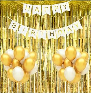 Happy Birthday Theme Set "Including Birthday Card Banner + 30 Balloons + 2 Curtains  for Grand Birthday & Party Items - Birthday Decorations & Accessories Themes for Baby ,Boy & Girl -Birthday Decoration