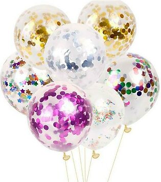 Pack Of 5 Magic Latex Confetti Balloon 12-inch Transparent Happy Birthday Balloon Sequins Confetti Balloon Party Wedding Decoration Supplies