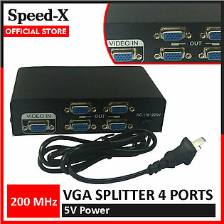 VGA Splitter 4 Port - (VGA Splitter Connects One PC/Source to 4 VGA Displays)