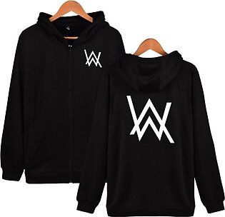 New Black Alan Walker Front And Back Printed Hoodie Zipper For Boys And Men