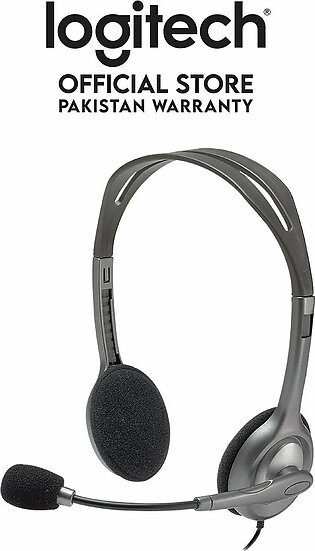 Logitech H110 Wired Headset, Stereo Headphones with Noise-Cancelling Microphone, 3.5-mm Dual Audio Jack,