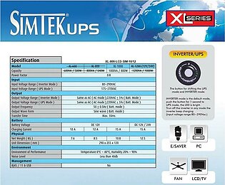 Simtek Pure Sine Wave Ups/inverter 4 Fans & 4 Lights 1200va - 640watts 12v Dc - 1 Year Warranty
