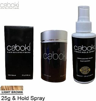 Caboki Hair Fiber 25g Light Brown + Caboki Fiber Hold Spray 190ml