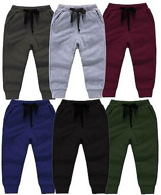 Pack Of 3 Random Colors French Terry Trousers For Kids Trousers For Boys