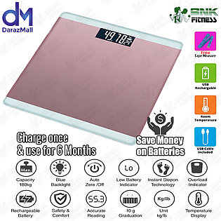 Imported Rechargeable 100% Accurate Tempered Glass Electronic Digital Body Weight Scale Digital Body Weight Scale Digital Bathroom Scale Digital Bath Scale Portable Weight Scale Machine 8 Colors Available