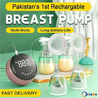 Double USB Electric Breast Pump With Dual Bottles | Automatic Powerful Breast Feeding | Pump with Baby Bottle Suction Milk Extractor | ORNAVO