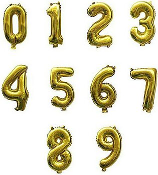 32 Inches Number Golden Color Foil Balloon For Birthday / Anniversary Party Decoration