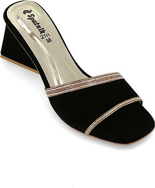 Sputnik Black Suede Fancy Heels Shoes For Women And Girls