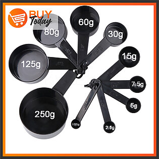 High Quality 10 Pcs Measuring Cups And Spoons For Baking Coffee Tablespoon Tools - Black