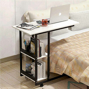Simple Mobile Bedside Table Computer Laptop Desk Home Students Bed Study Desk Bedroom Table with Storage Shelves