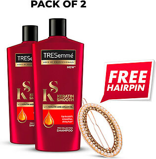 Free Hairpins With Pack Of 2 Tresemme Keratin Smooth And Straight Shampoo - 170ml