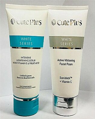 Pack Of 2 Cute Plus Intensive Lightening Scrub With Vitamin E & Fruit Acid & White Series Active Whitening Facial Foam 150 Ml