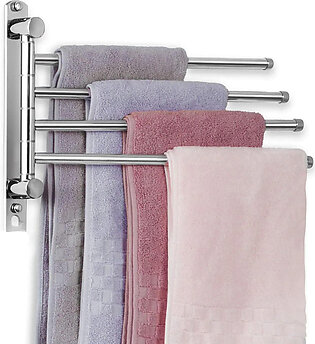 Towel Holder 180 Degrees Rotation Towel Bar Stainless Steel Bath Towel Rack Wall Mounted 3to6 Arms For Bathroom