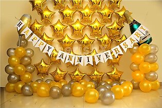 Golden With Silver Balloons Star Foil Happy Anniversary Decoration Theme Happy Anniversary Foil Balloons Happy Anniversary Decoration Set Happy Anniversary Balloons Party Decoration Happy Anniversary Set Red Happy Anniversary Banner