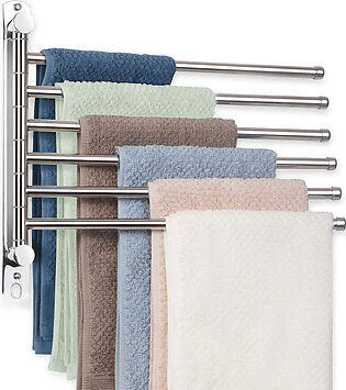 Towel Holder 180 Degrees Rotation Towel Bar Stainless Steel Bath Towel Rack Wall Mounted 3to6 Arms For Bathroom