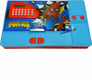 Spider Man Printed Jumbo Gadget Pencil Box With Calculator (multicolour) Best Quality