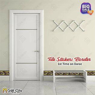 Gift City - Golden Foil Pani Tile Border Stickers Pack Of 5 / 10 / 20 / 40 / 85 Pcs. 24x7 Cm Wall Decorative Self Adhesive Stickers For Bathroom Kitchen Wallpaper