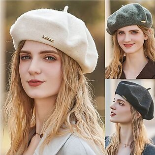 100% Wool Beret Hat Women Winter Thick French Hat Girls Solid Color Autumn Berets Caps Hats For Women Flat Cap Hat Felt Berets