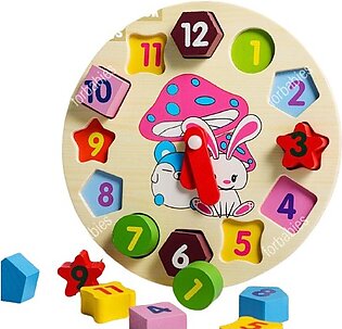 Toy-joy | Wooden Toy Colorful Clock Toy Digital Geometry Cognitive Matching Clock Toy Baby Kids Early Educational Toy Puzzles Rabbit Model Montessori Toys