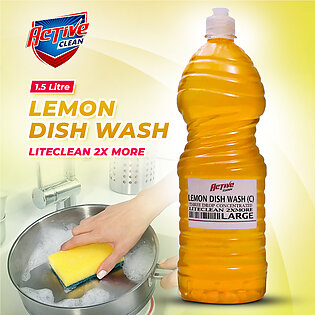 Active Clean Dish Wash Lite Clean Large -1000ml- 2x More Lemon Power Fast Cleansing & Antimicrobial Action with long-lasting refreshing Scent,Grease Cleaner for All Utensils,Dishwashing liquid Residue free