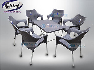 Plastic Chairs Ratan Chairs outdoor/ indoor chairs Wello by Boss  Set of Six with table