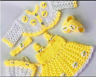 Woolen Dress For Baby Girl / Girls Dress / Baby Handmade Crochet Dress Set / Baby Suit / Frock / Girls Dressing / Crochet Accessories