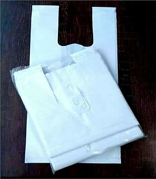 White Milky Plastic Shopping Bags With Handle For Moving Food Items & General Use Half Kg Bundle (500 Garam)