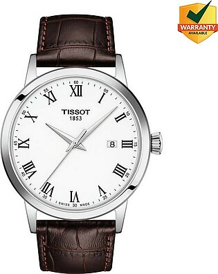 TISSOT CLASSIC DREAM WHITE DIAL WITH BROWN LEATHER STRAP MEN'S WATCH - T129.410.16.013.00