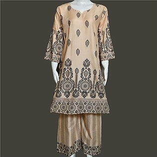 Dzyne Block Printed 2 Pc Stitched Dress For Women