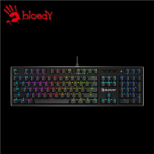 Bloody B820R - Lightning Strike RGB Animation Keyboard - Full Mechanical - Zero-Lag Response - Gunmetal Aluminum Alloy Panel - Water Resistant - Light Strike (Blue Switch -Tactile & Clicky) - Black