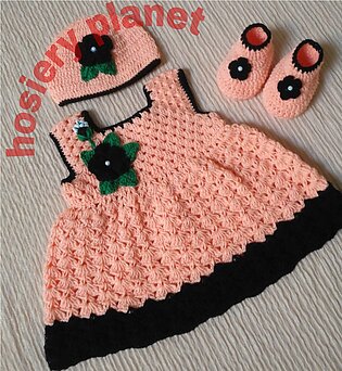 crochet wooolen baby girl dress