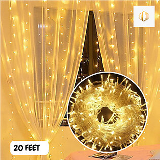 Golden Fairy Light - 20 Feet - Lights For Decoration - Fairy Lights - Led Fairy Lights For Wedding Decoration Items - Fairy Light - Fairylights - Fairy Lights For Room Decoration - Light - Led Lights - Best For Birthday Decoration, Room Decoration, Shadi