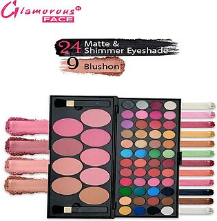 Glamorous Face 24+24+9 Matte, Valvet Eyeshade & Blushon Kit, 24 Shimmer Eyeshades, 24 Matte Eyeshades, 9 Blushon, Pigmented Eyeshade And Blusher Palette.
