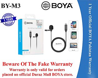 1 Year Warranty - Clip On Latest Mic Boya M3 Lavalier Collar Microphone for Type-C devices Android