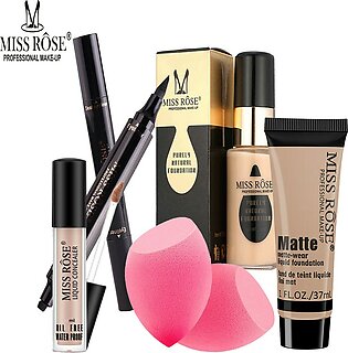 Miss Rose 5 In 1 Exclusive Deal ( Matte & Liquid Foundation-concealer-eye Liner-blender)