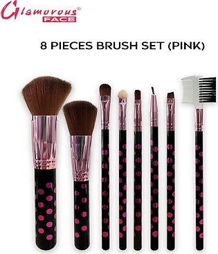 Glamorous Face 8 Piece Pouch Brush Set Beauty Solutions By Glamorous Face Powder Brush , Eyebrow Brush , Lip brush , Eyeshadow Brush , Liner Brush , Applicator Complete Makeup Brush Set